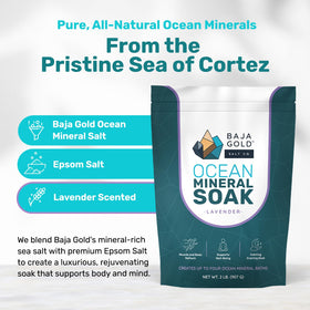 Mineral soak dissolving in warm water for a spa-like bath with Baja Gold