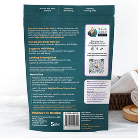 Close-up of a relaxing bath ritual with Baja Gold Ocean Mineral Soak