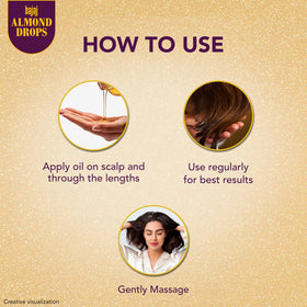 Bajaj Almond Drops non-sticky formula keeps hair light and manageable.
