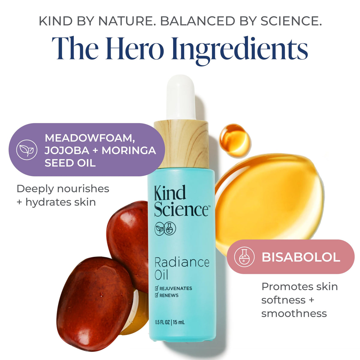 Bakuchiol in Kind Science Radiance Oil supports smooth-looking skin