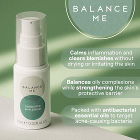 Balance Me congested skin serum application close-up focusing on spot treatment