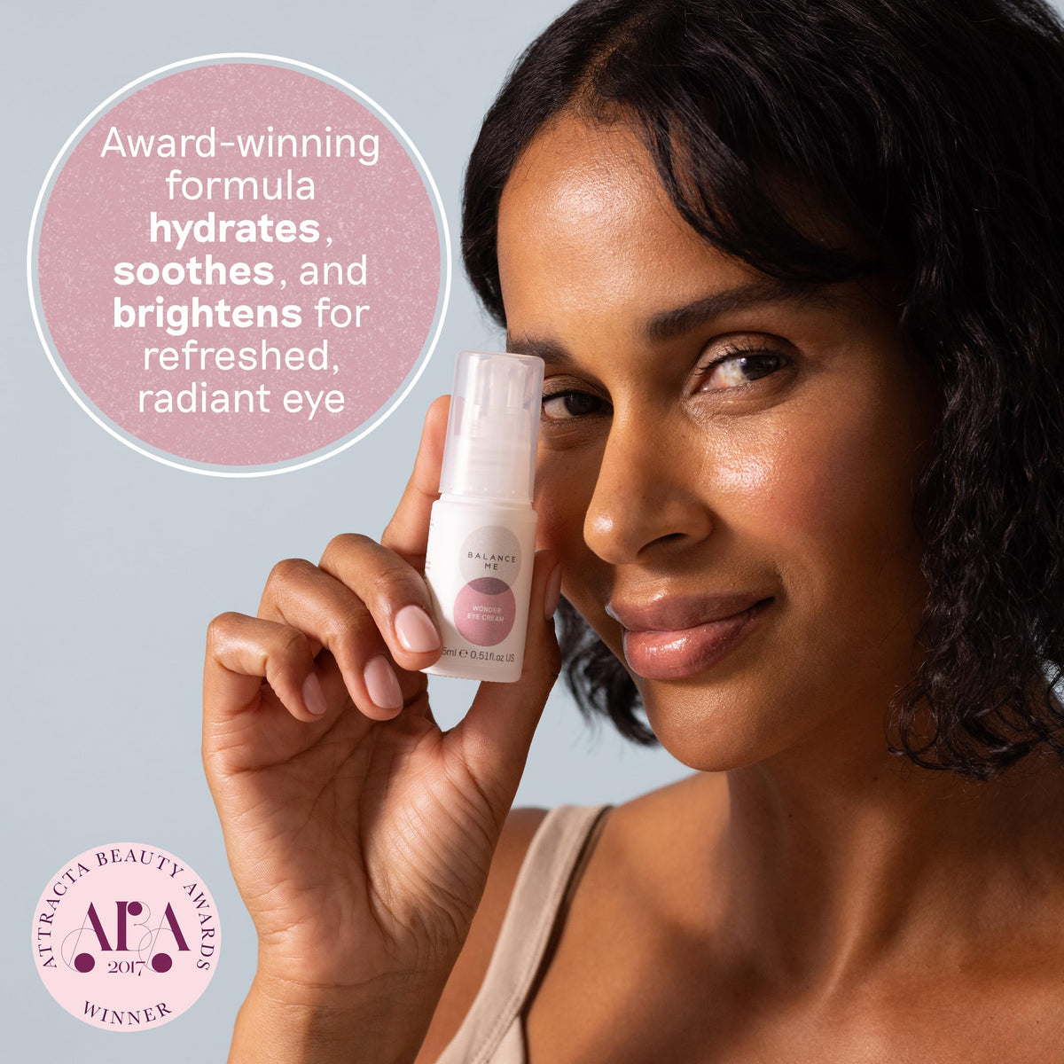 Balance Me Wonder Eye Cream texture swirl shows quick absorption