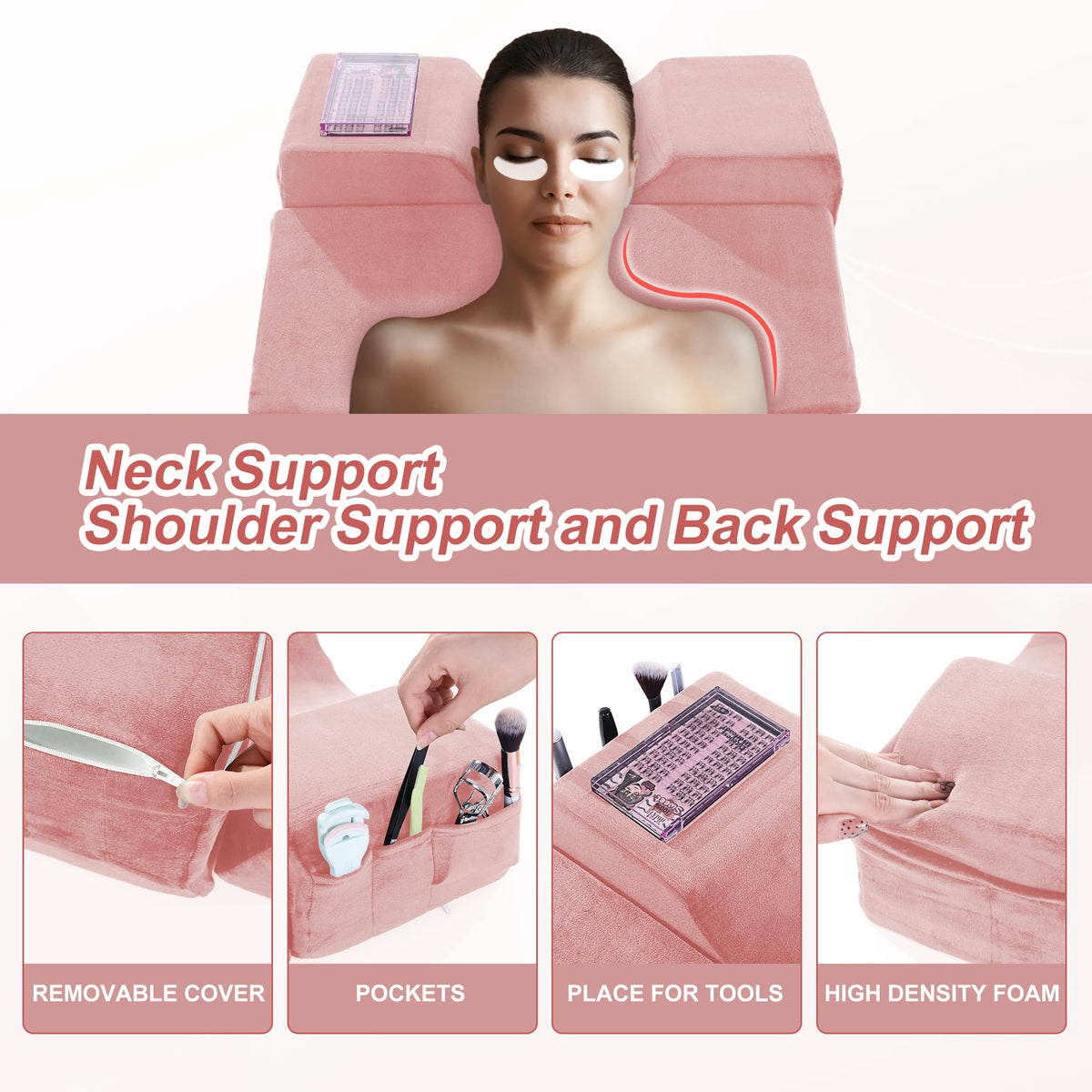 BALAPET Lash Pillow back-workspace provides a wide surface for relaxed posture in the chair.
