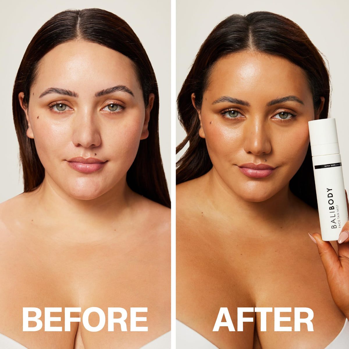 Bali Body Face Tan Mist Ultra Dark spray dries quickly with no transfer.