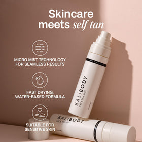 Bali Body Face Tan Mist Ultra Dark hydration formula with hyaluronic acid and rosewater.