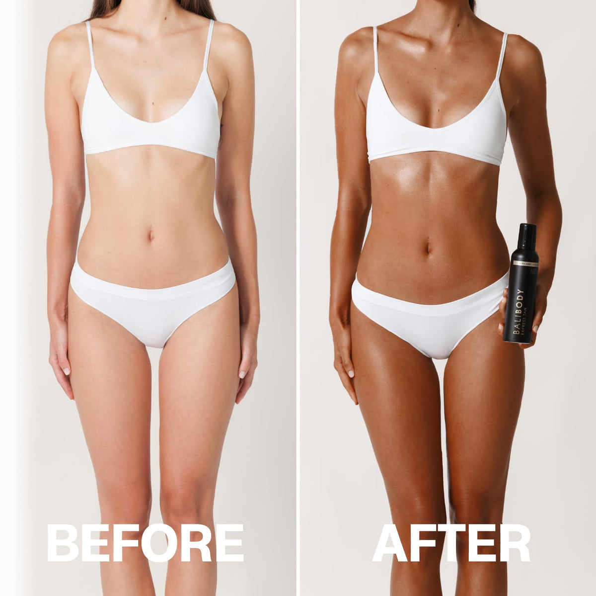 Bali Body self-tan mousse applying on skin for natural bronze glow.