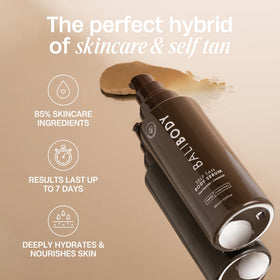 Bali Body Self Tan Serum packaging highlighting vegan, cruelty-free claim