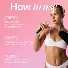 Bali Body Self Tan bottle showcasing botanicals for nourishing care.