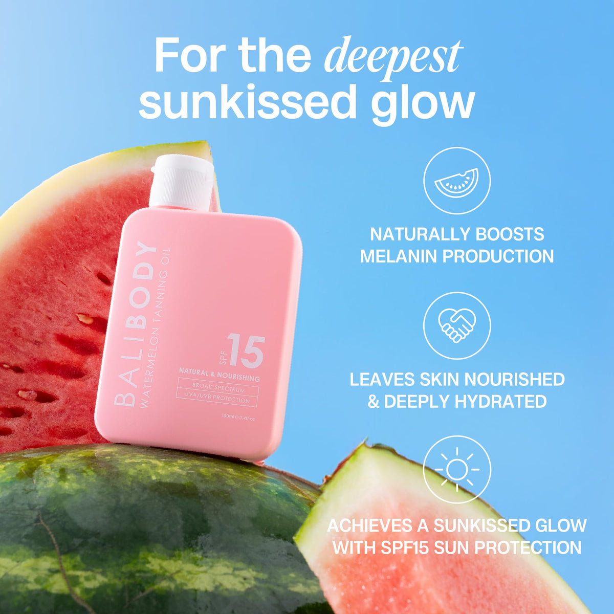 Bali Body Watermelon Tanning Oil texture swirl demonstrates light non greasy finish