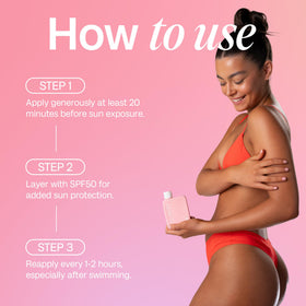 Bali Body Watermelon Tanning Oil SPF 6 packaging emphasizing vegan, Melbourne-made branding.