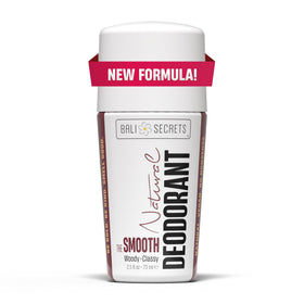 Bali Secrets The Smooth deodorant bottle shows an aluminum-free formula for sensitive skin.