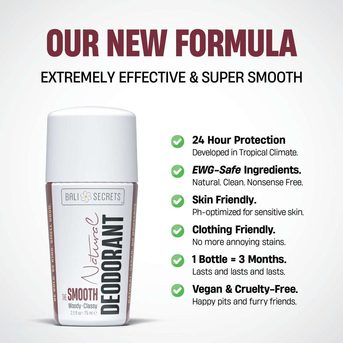 Bali Secrets The Smooth roll-on application demonstrates easy, mess-free daily use.
