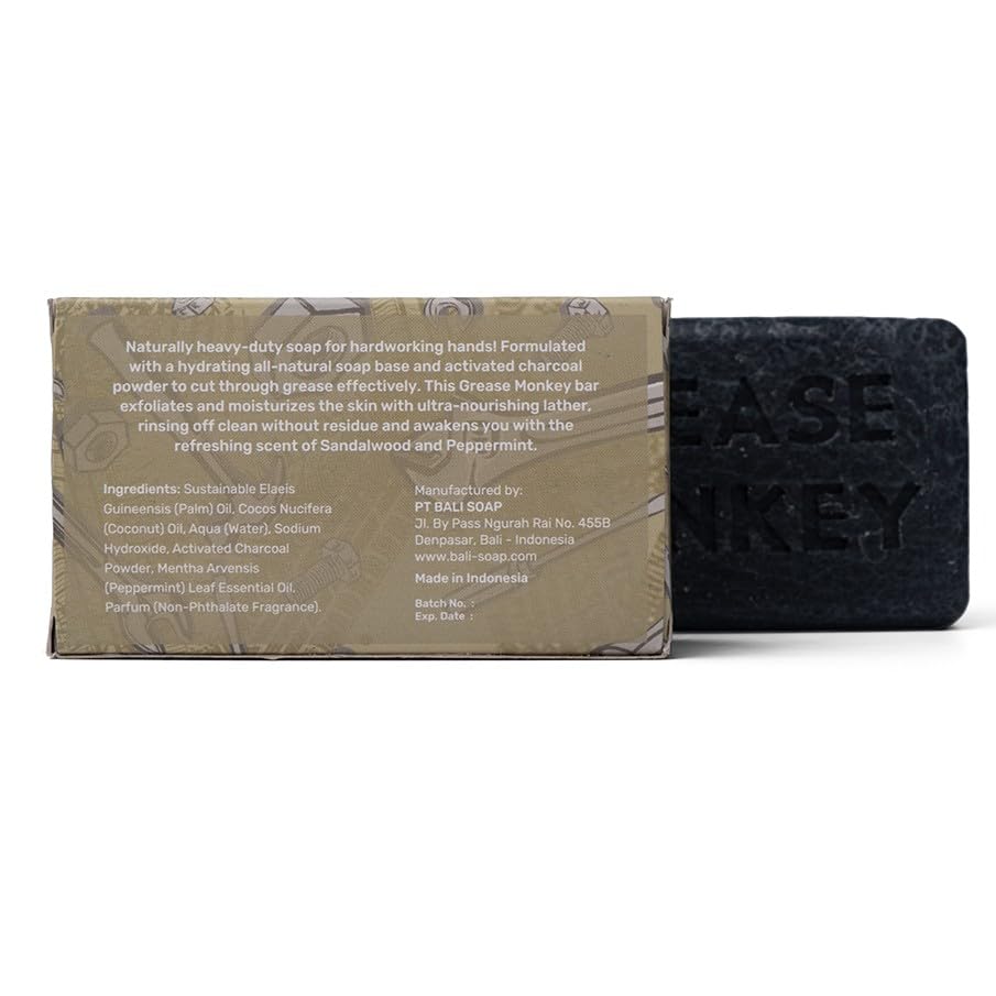 Bali Soap Grease Monkey exfoliating particles for effective scrubbing