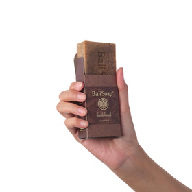Bali Soap sandalwood bar highlights natural glycerin for gentle moisturization.
