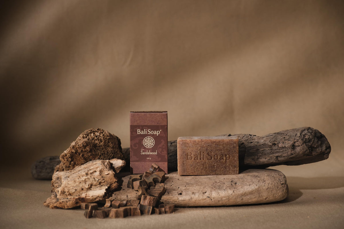 Bali Soap sandalwood bar packaging reflects vegan, cruelty-free ethics.