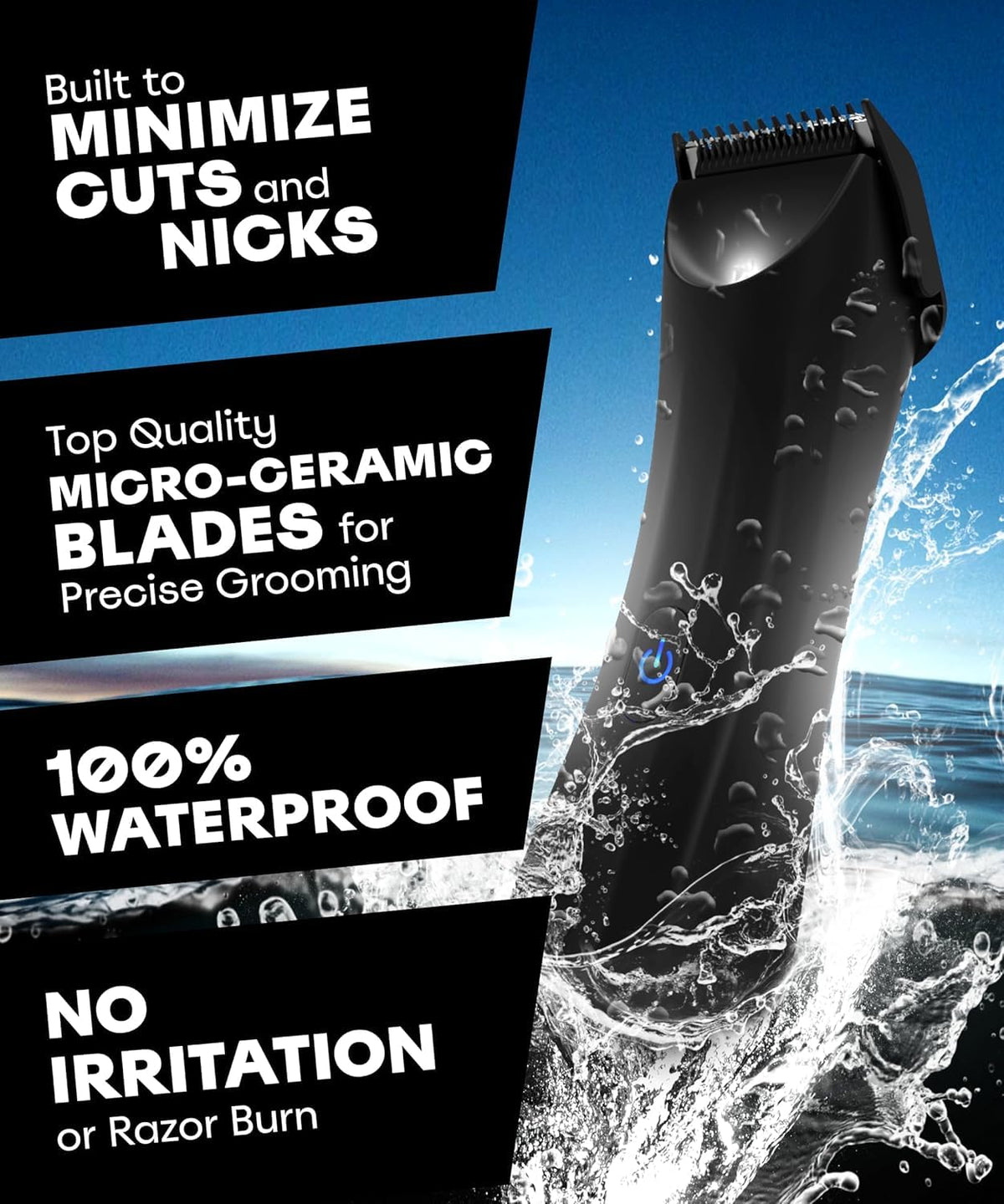 BALLS Archibald Trimmer in shower showcasing waterproof use
