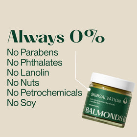 Family-friendly Balmonds Skin Salvation formula suitable for all ages and skin types.