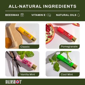 Balmshot shotgun-shell tube packaging for rugged, portable lip care.