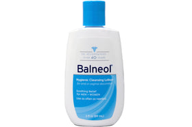 Balneol Hygienic Cleansing Lotion cap detail shows secure closure for travel.