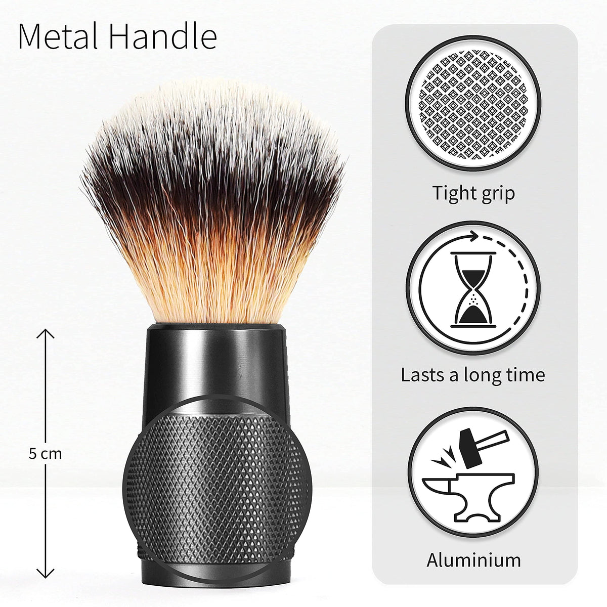 Bambaw shaving brush with aluminum metal handle for a durable grip.
