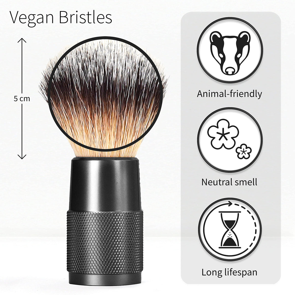 Close-up of Bambaw nylon bristles showing fast-drying, cruelty-free performance.