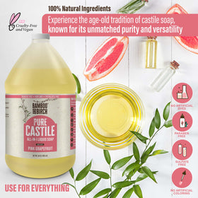 Bamboo and Birch Castile Soap Eco-refill bottle—sustainable packaging reduces waste.