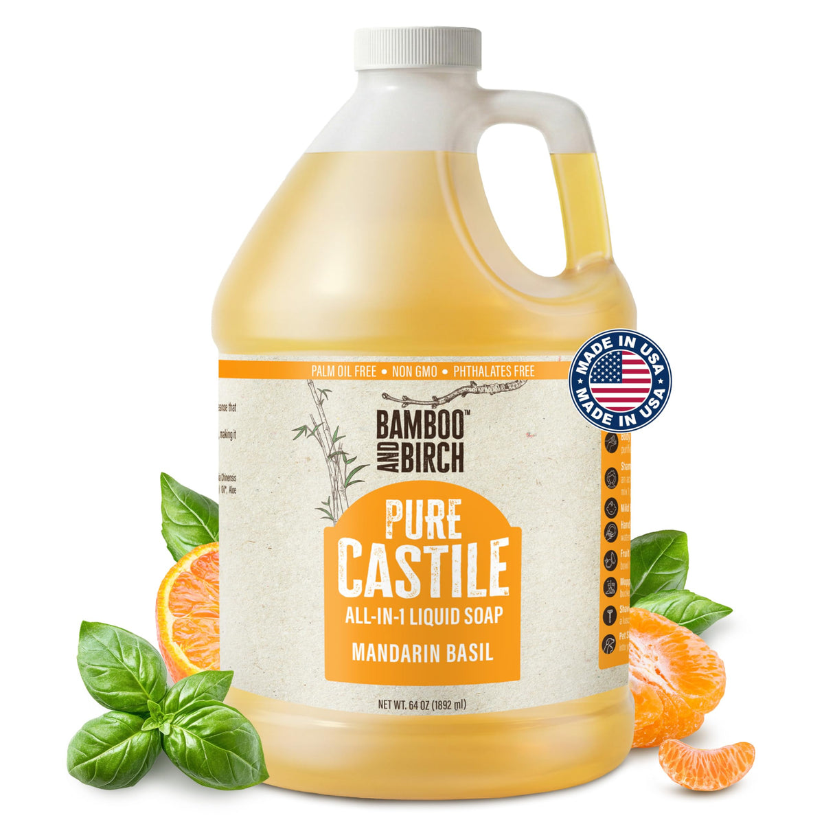 Bamboo and Birch Pure Castile Soap Liquid bottle ready for gentle cleansing at home