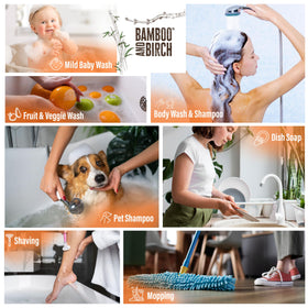 Bamboo and Birch Pure Castile Soap Liquid ingredients feature natural, responsibly sourced components