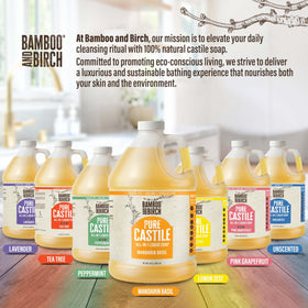 Bamboo and Birch Pure Castile Soap Liquid multi-use for body, face, dishes