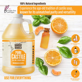 Bamboo and Birch Pure Castile Soap Liquid packaging emphasizes recyclable bottle