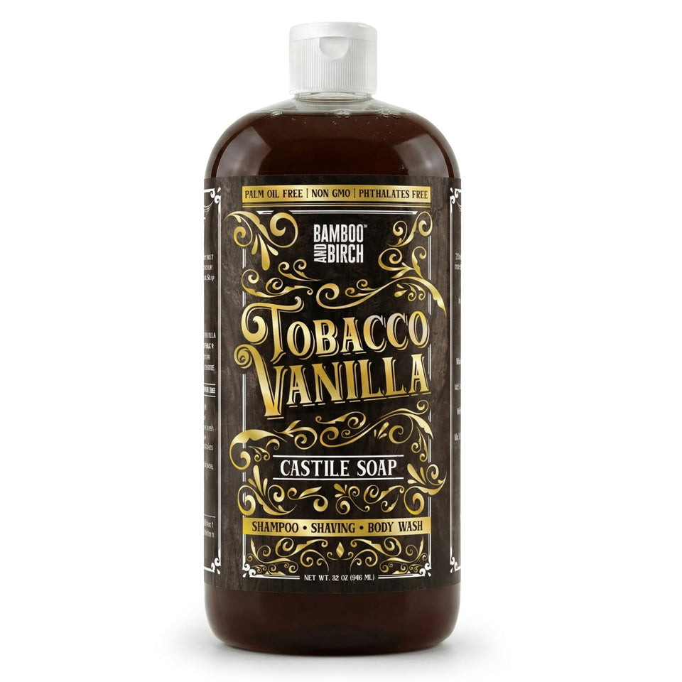 Bamboo and Birch Pure Castile Soap Liquid bottle pour for versatile cleansing