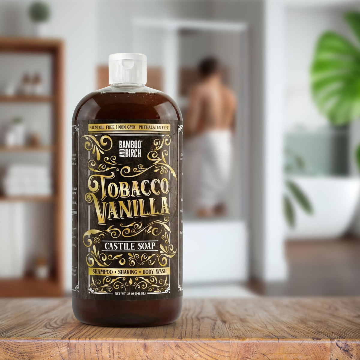 Bamboo and Birch Pure Castile Soap Liquid eco bottle highlights recyclable packaging