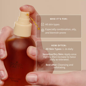 Close-up of the Bambu Earth toner label with clean ingredients.