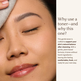 Bambu Earth Apple Cider Toner poured onto a cotton pad for refreshing skin.