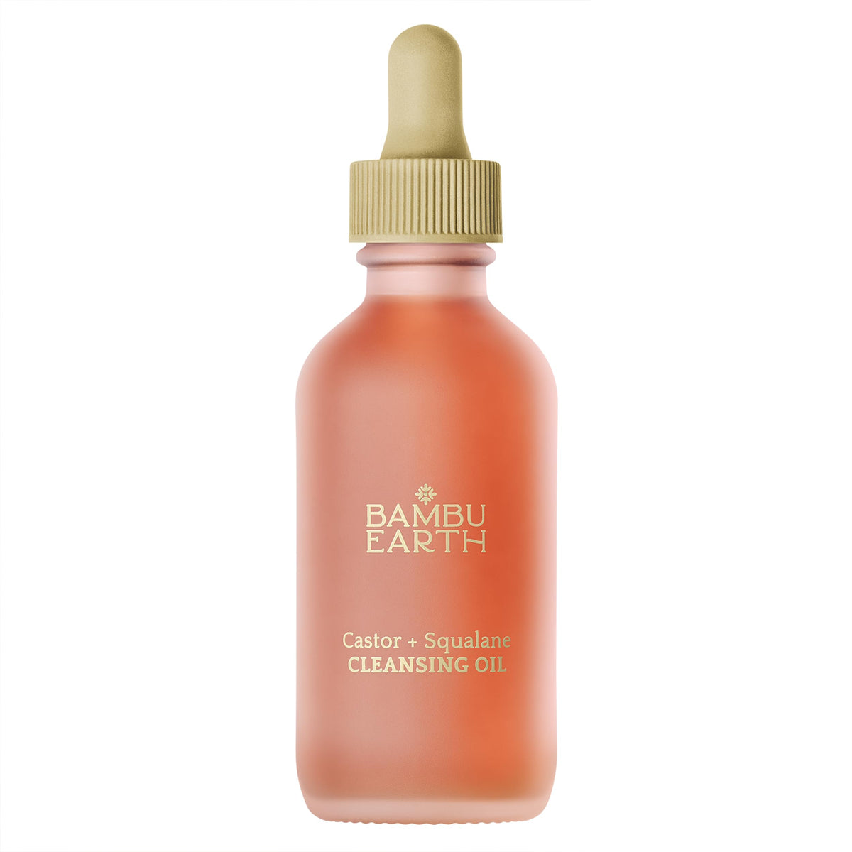Bambu Earth Castor Squalane Cleansing Face Oil bottle demonstrates gentle makeup removal and hydration.