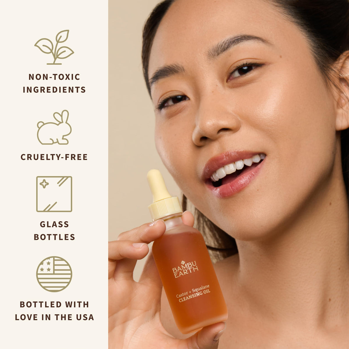 Texture and drop-free application shown for a gentle facial cleanse.