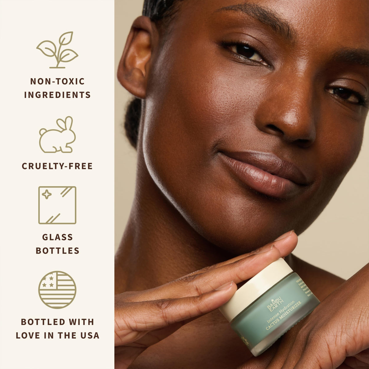BAMBU EARTH prickly pear oil ingredient highlights on packaging for antioxidant nourishment.