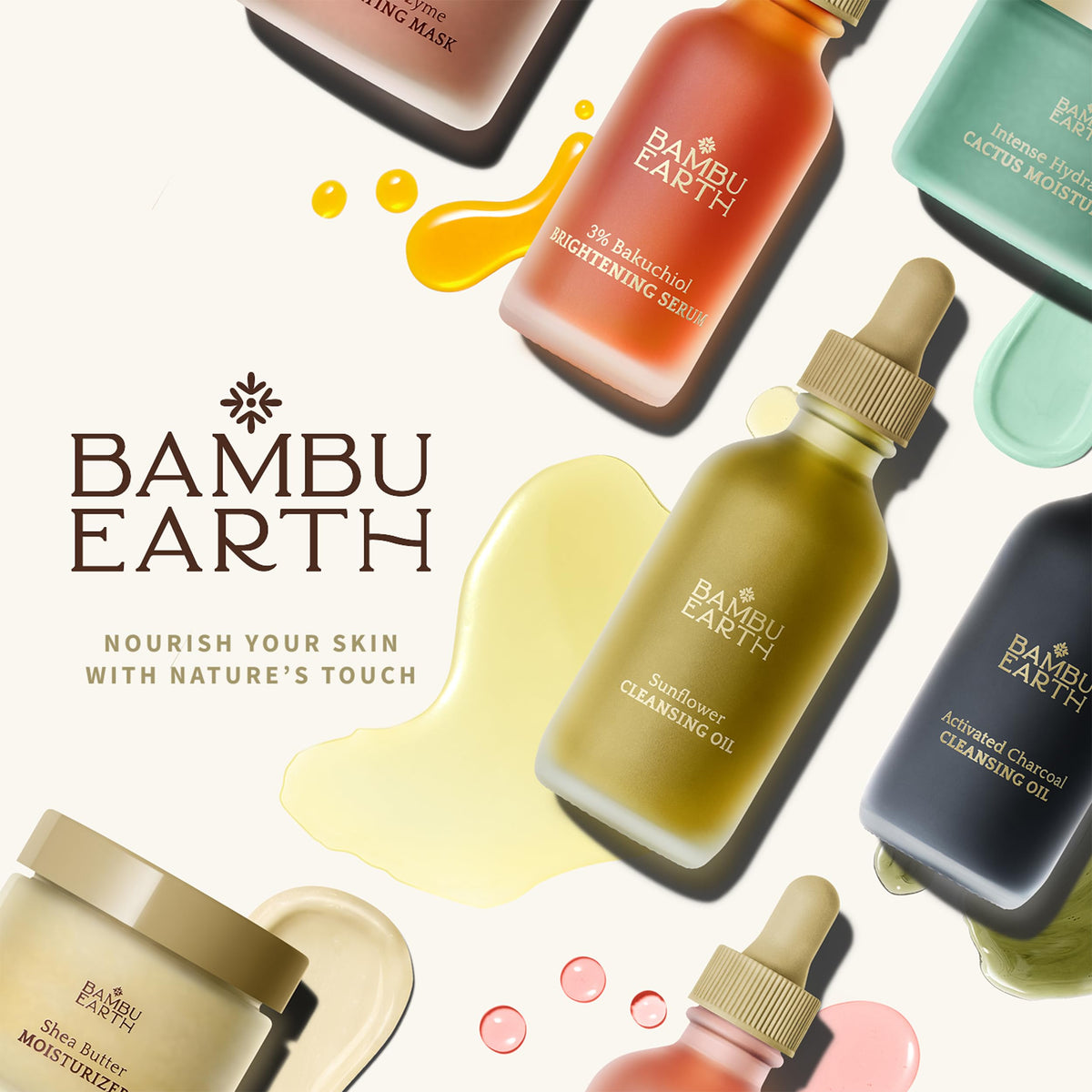 Ingredients chart of Bambu Earth Rosehip Repairing Serum highlighting organic components