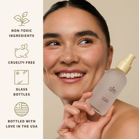 BAMBU EARTH Rosewater Cleanser application close-up demonstrates a lightweight, hydrating cleanse.