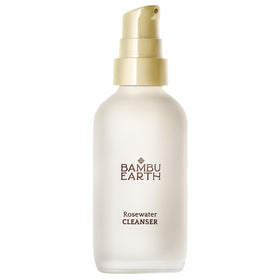 BAMBU EARTH Rosewater Face Cleanser bottle demonstrating gentle hydration for daily use.
