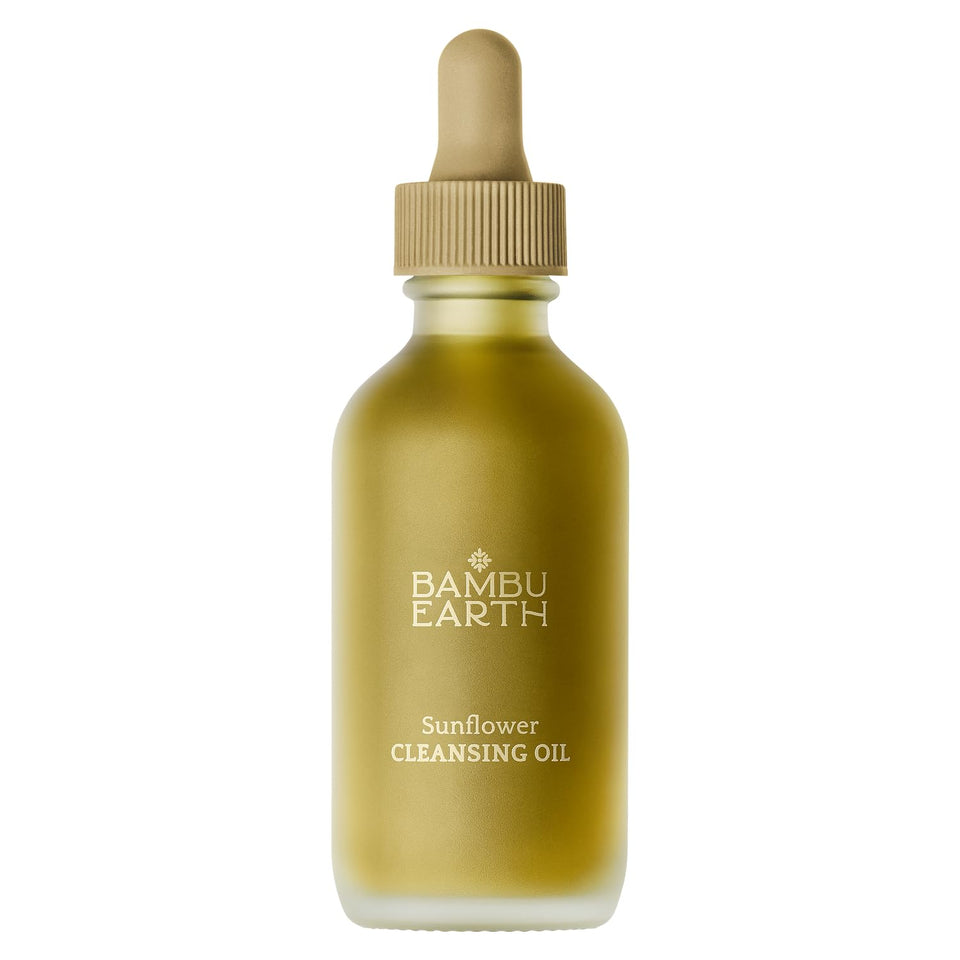 BAMBU EARTH Sunflower Cleansing Oil bottle front for gentle makeup removal and nourishment.