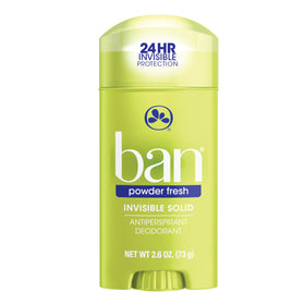 Ban Invisible Solid Antiperspirant Sweet Simplicity stick for all-day dryness.