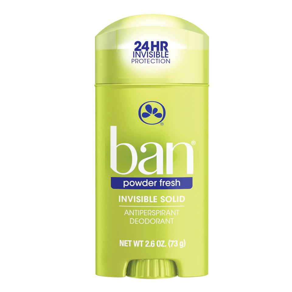 Ban Invisible Solid Antiperspirant Sweet Simplicity stick for all-day dryness.