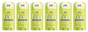 Ban Invisible Solid Shower Fresh 6-pack provides 24-hour odor protection.