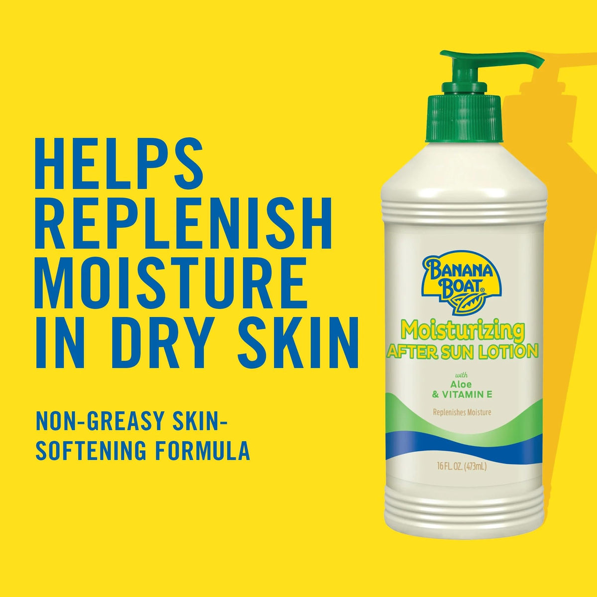 Banana Boat Aloe After Sun Lotion dispensing close-up highlights easy application.