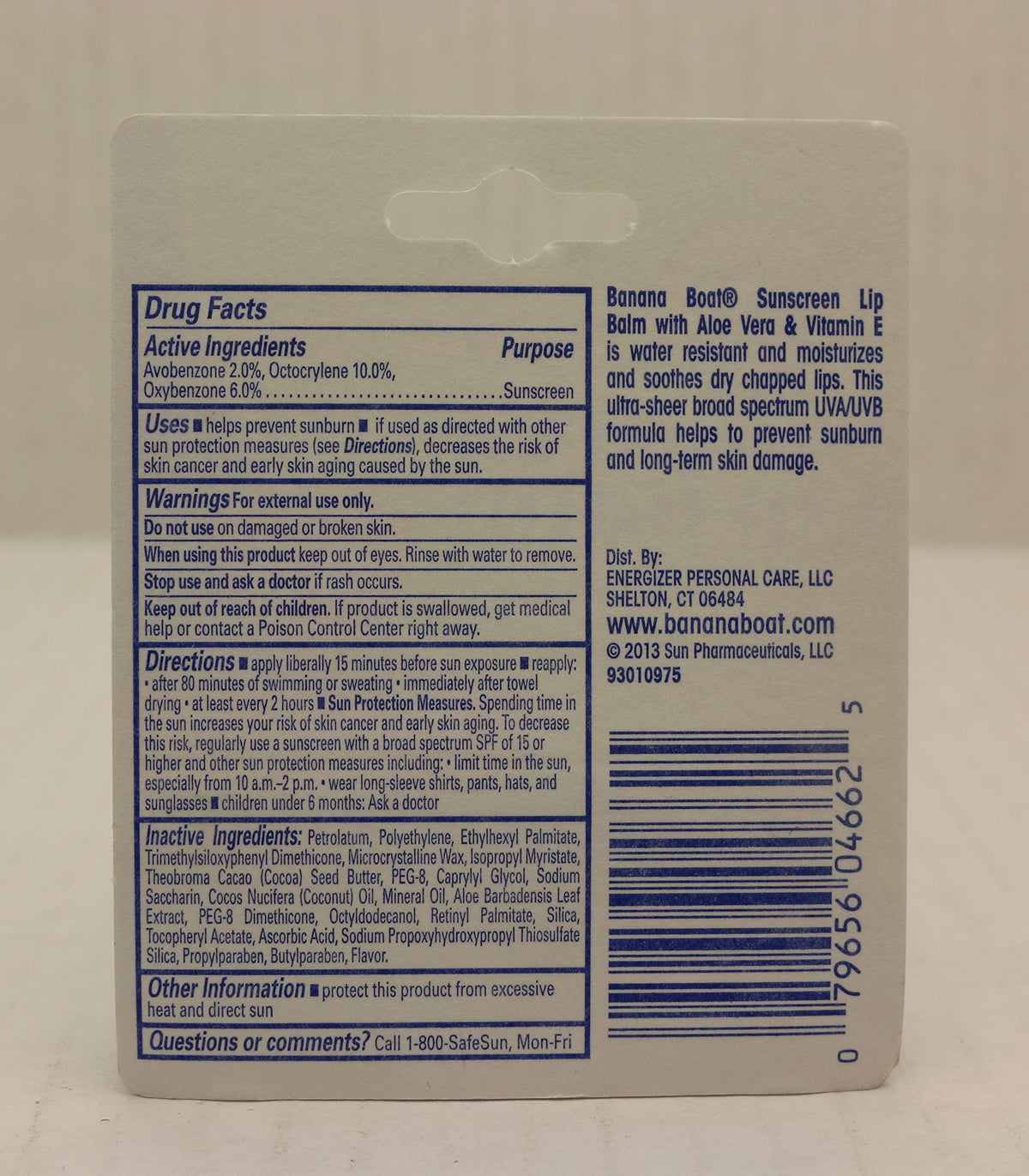 Apply Banana Boat lip balm for hydration and UVA/UVB protection during outdoor activities.