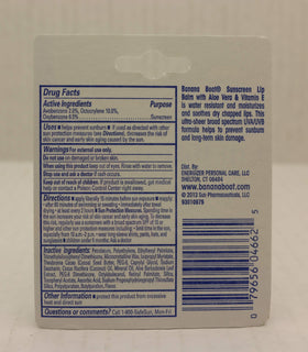 Apply Banana Boat lip balm for hydration and UVA/UVB protection during outdoor activities.