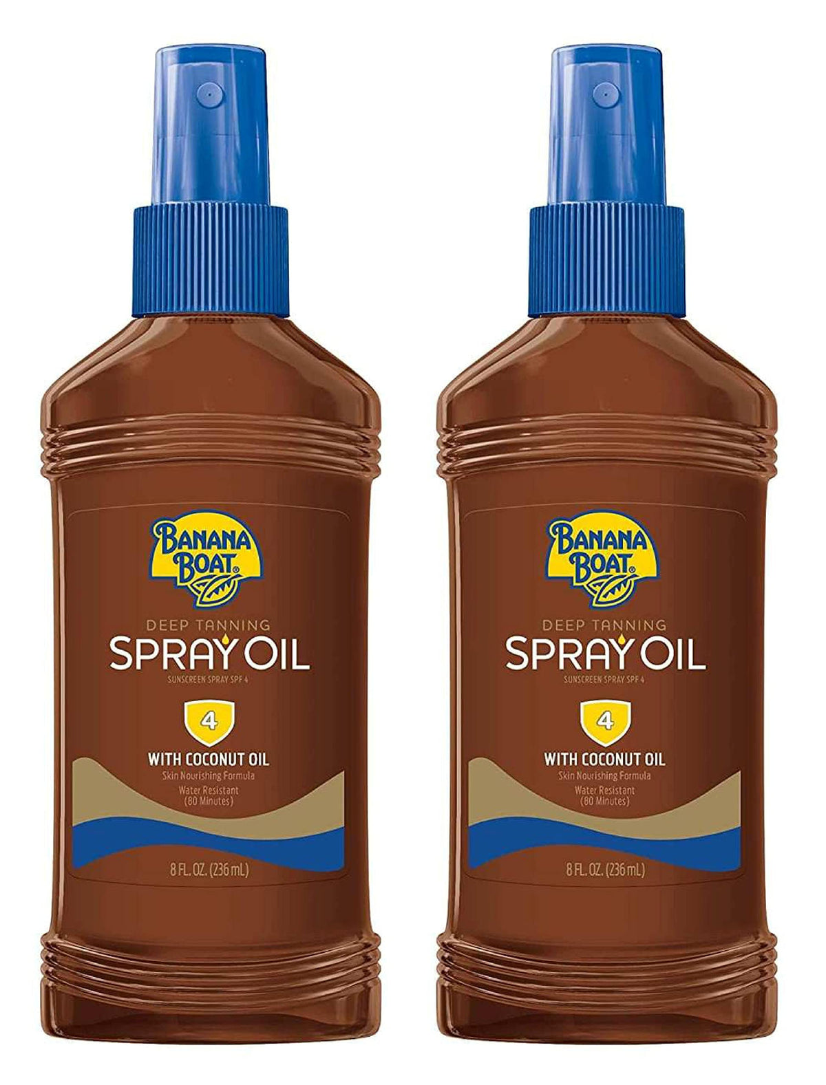 Banana Boat Deep Tanning Oil bottle with pump for smooth, moisturized skin.
