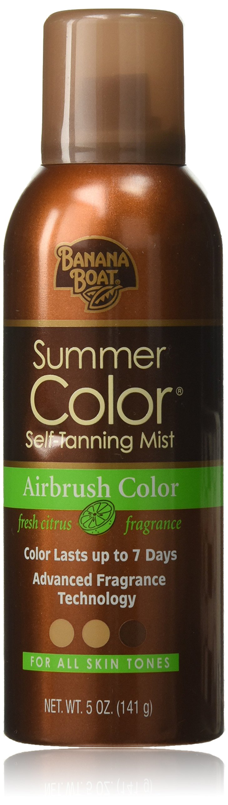 Banana Boat Summer Color Self Tanning Mist can with airbrush for a natural, streak-free tan.