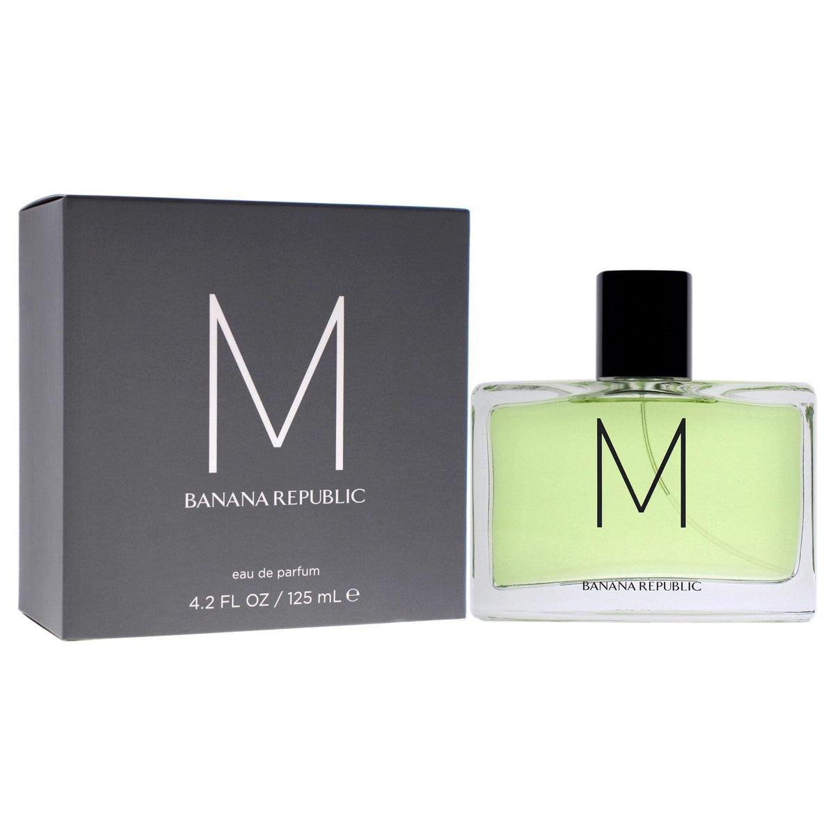 Banana Republic M Men EDP bottle showing sandalwood and cedar base, warm and versatile